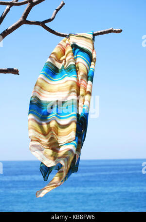 Beach sarong blowing in the wind along the pacific coast of Mexico Stock Photo