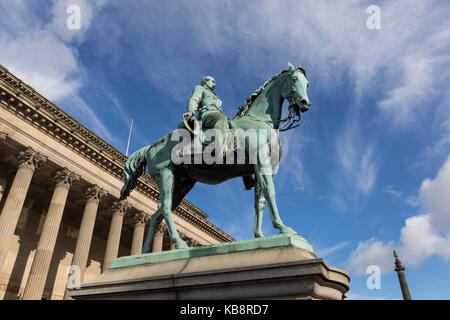 Prince Albert (husband of Queen Victoria) statue in front of  St. George's Hall in Liverpool, Merseyside, UK Stock Photo