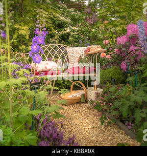 A 2015 artisan garden at the RHS Chelsea Flower Show, London, UK. Stock Photo