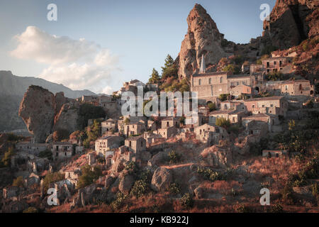 The ghost town of Pentedattilo, Calabria, Italy. Stock Photo