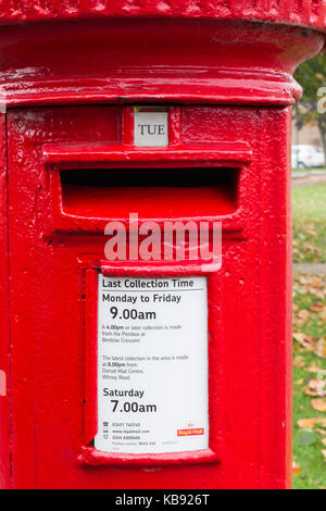 Close up of an English Royal Mail postal collection box Stock Photo