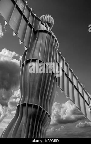 The Angel of the North is a contemporary sculpture, designed by Antony Gormley, located in Gateshead in Tyne and Wear, England. Completed in 1998, Stock Photo