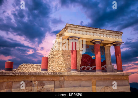 Knossos palace, Crete island, Greece. Detail of ancient ruins of famous Minoan palace of Knossos. Stock Photo