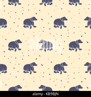 Bear purple and pastel pink tribal seamless vector patterns. Stock Vector