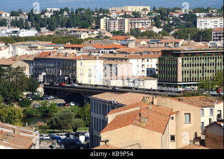 Carcassonne city center seen from the top of the ramparts of the castle Stock Photo