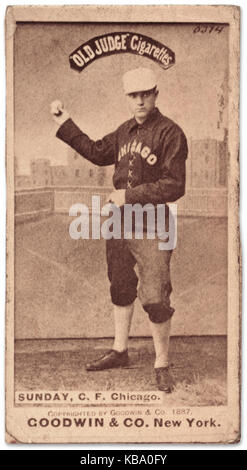 Billy Sunday (1862-1935), popular center fielder for the Chicago White Stockings National League baseball team, featured on a c1880s 'Old Judge' Cigarettes card. William 'Billy' Ashley Sunday would later become the most popular and influential American evangelist during the first two decades of the 20th century. Stock Photo