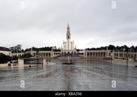 Square and church of Our Lady of the Holy Rosary of Fatima, Portugal - pilgrimage destination Stock Photo