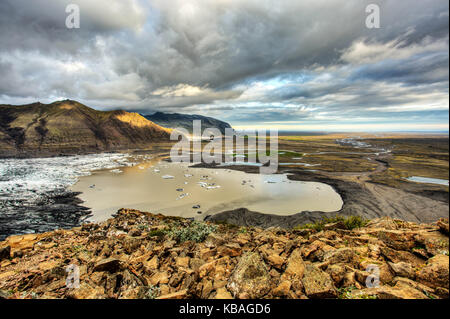 Mountaintop View: Sjónarnípa Hike in Iceland Stock Photo