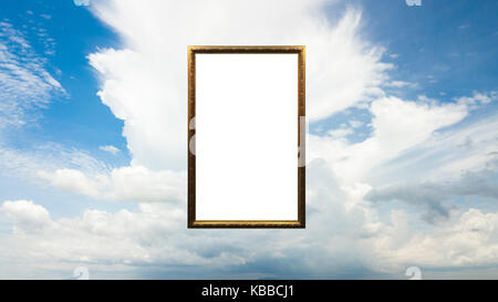 picture frame on the sky background ,empty space ,Available space for a variety of applications Stock Photo