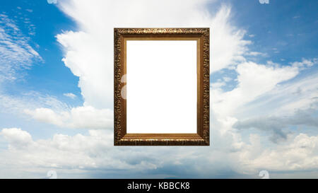 picture frame on the sky background ,empty space ,Available space for a variety of applications Stock Photo
