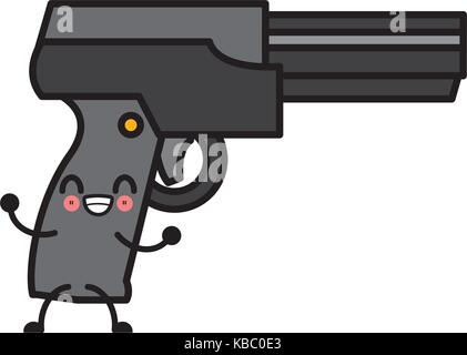 Videogame gun pistol cute kawaii cartoon Stock Vector