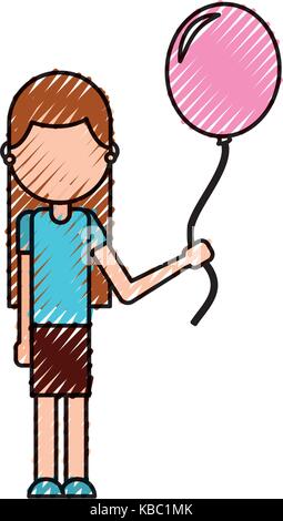 school happy girl holding balloon celebration teacher day Stock Vector