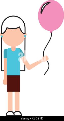 school happy girl holding balloon celebration teacher day Stock Vector