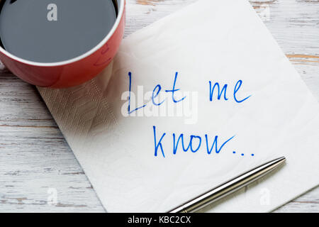 Romantic message written on napkin Stock Photo