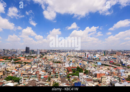 Panoramic view of Ho Chi Minh city (or Saigon), Vietnam. Ho Chi Minh city is the largest city and economic center in Vietnam Stock Photo