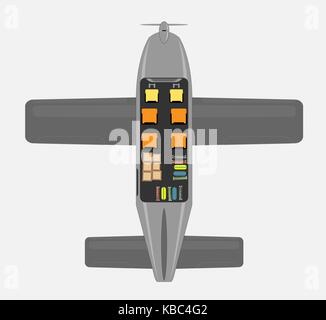 Top View Seat Map of Small Passenger Propeller aircraft Stock Vector