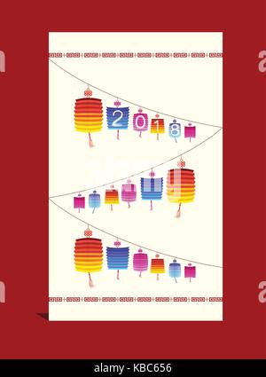 Chinese new year 2018 card with lantern Stock Vector
