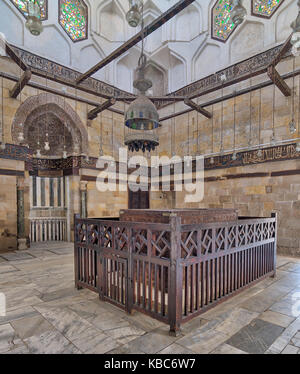 Interior of Mausoleum of al-Salih constructed by As-Saleh Nagm Ad-Din Ayyub in 1242-44, Al Muizz Street, Old Cairo, Egypt Stock Photo
