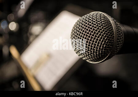 sound microphone and music notes Stock Photo