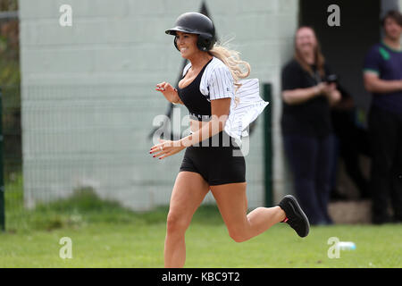 The cast of TOWIE film take part in a Baseball Match. Bobby Norris and the boys versus Gemma Collins and the girls.  Featuring: Chloe Meadows Where: Waltham Abbey, United Kingdom When: 29 Aug 2017 Credit: WENN.com Stock Photo