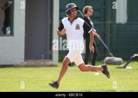 The cast of TOWIE film take part in a Baseball Match. Bobby Norris and the boys versus Gemma Collins and the girls.  Featuring: Gatsby Where: Waltham Abbey, United Kingdom When: 29 Aug 2017 Credit: WENN.com Stock Photo