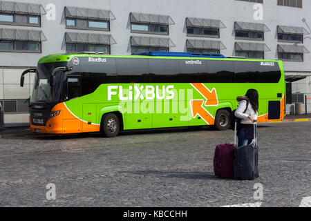 Prague Florenc Bus station Czech Republic, Flixbus coach Stock Photo