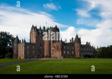 Glamis, Scotland - August 12, 2010: View of the Glamis Castle in the Angus Region, Scotland, United Kingdom Stock Photo