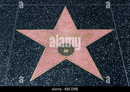 DonaldTrump's star on the Walk of Fame on Hollywood Boulevard in Hollywood, Los Angeles, United States. Stock Photo