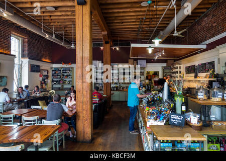 Richmond Virginia,Shockoe Slip district,Urban Farmhouse Market & Cafe,restaurant restaurants food dining cafe cafes,coffeehouse,dining,interior inside Stock Photo