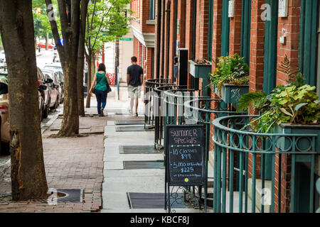 Richmond Virginia,Shockoe Slip district,sidewalk,East Cary Street,VA170521097 Stock Photo