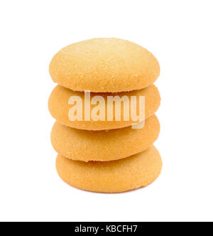 Stack of ginger biscuits , butter cookies stack isolated on white background Stock Photo