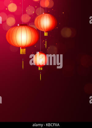 Chinese New Year - Hanging Chinese lanterns Stock Photo