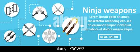 Ninja weapons banner horizontal concept Stock Vector