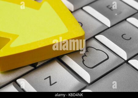 Cloud symbol on a computer keyboard. Big data file. Horizontal Stock Photo