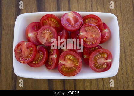 sliced cherry tomatoes Stock Photo