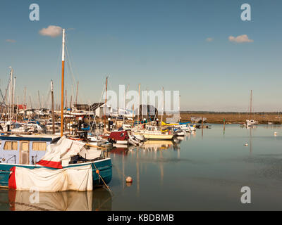 boats close up moored in dock harbour tollesbury maldon; essex; england; UK Stock Photo