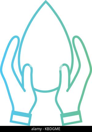 line water drop symbol to environment care in the hands Stock Vector