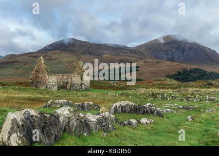 Ruined quarry building, Strath Suardal, Isle of Skye, Scotland, United Kingdom Stock Photo