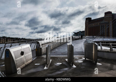 Newcastle end of Millennium Bridge Stock Photo