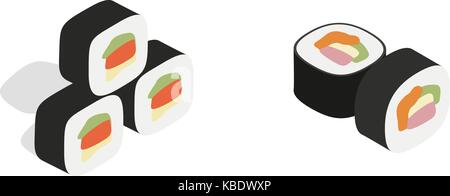 Sushi icon set, isometric style Stock Vector