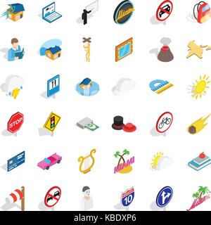 Umbrella icons set, isometric style Stock Vector