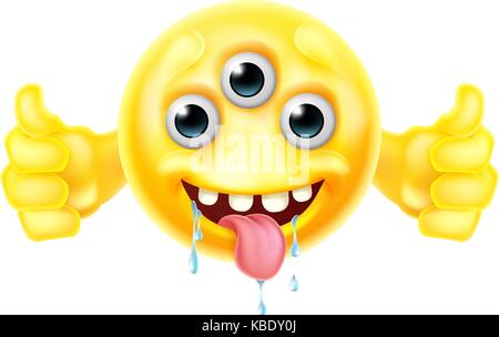 Alien Monster Emoji Giving Thumbs Up Stock Vector
