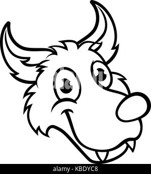 Wolf Cartoon Character Face Stock Vector