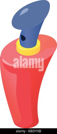 Red bottle perfume icon, isometric 3d style Stock Vector