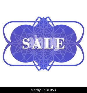 Blue sale label with a pattern of snowflakes on a white background Stock Photo