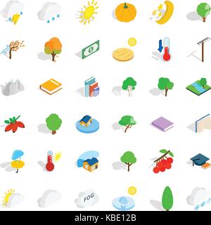 Lightning icons set, isometric style Stock Vector