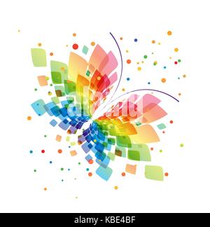 Abstract splash butterfly on white background Stock Vector