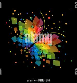 Abstract splash butterfly on black background Stock Vector
