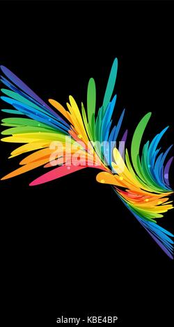 Colorful branch on black background, bright design element Stock Vector