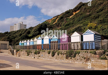 Bournemouth September 2017 - Beach huts at Boscombe Stock Photo